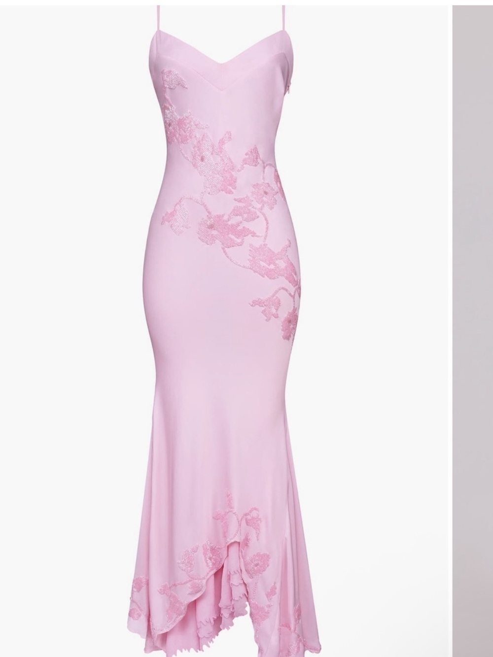 HOUSEOFCB 'Anastelle' Pink Hand Beaded Embellished Satin Maxi Dress Size S - Picture 4 of 17